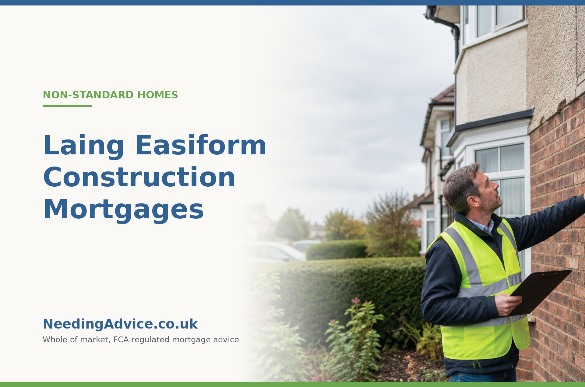 Surveyor assessing a Laing Easiform concrete construction house for mortgage lending
