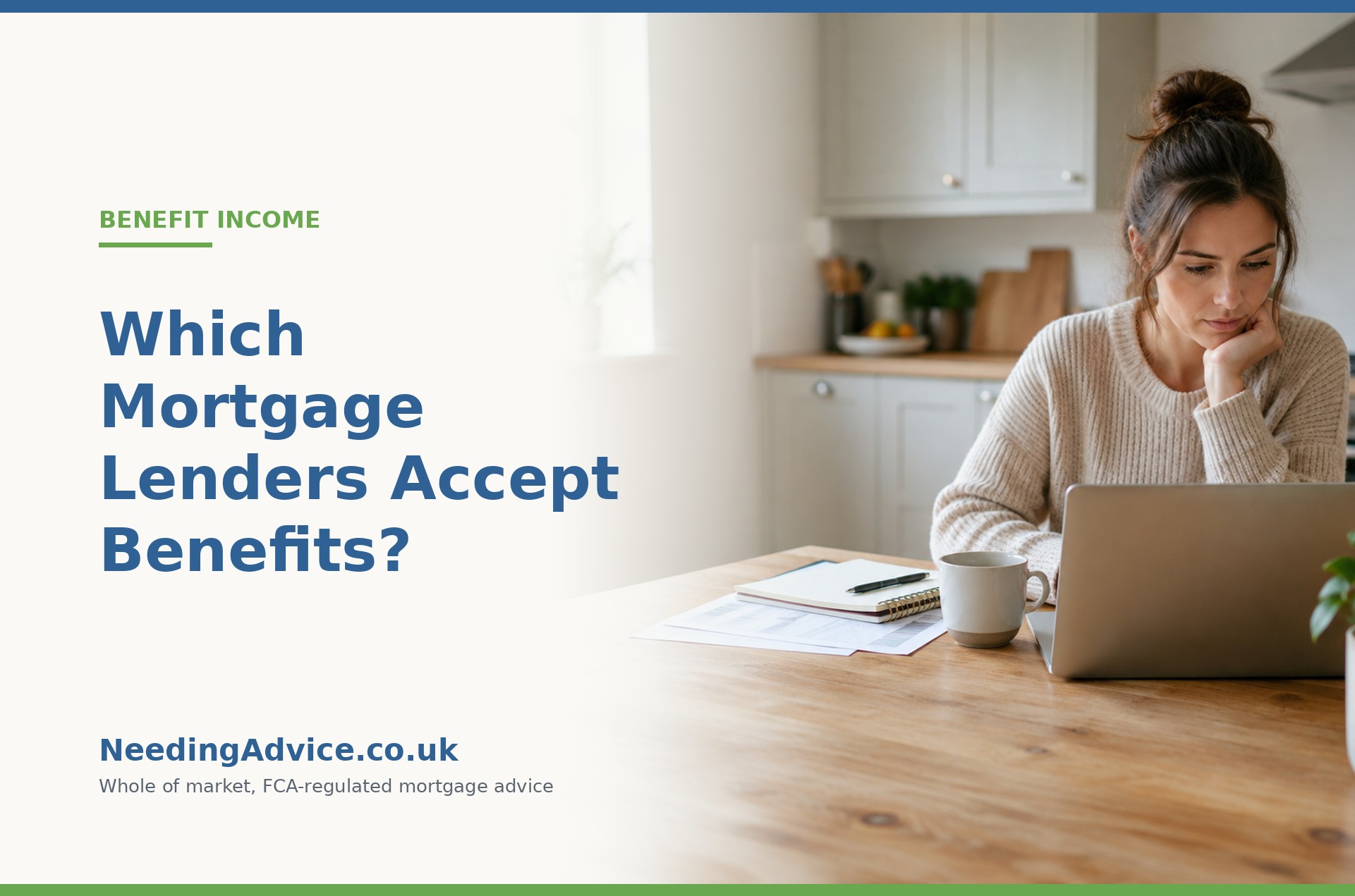 Reviewing benefit income paperwork at home before a mortgage application
