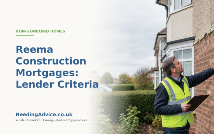 Surveyor inspecting a Reema construction property to assess mortgage eligibility