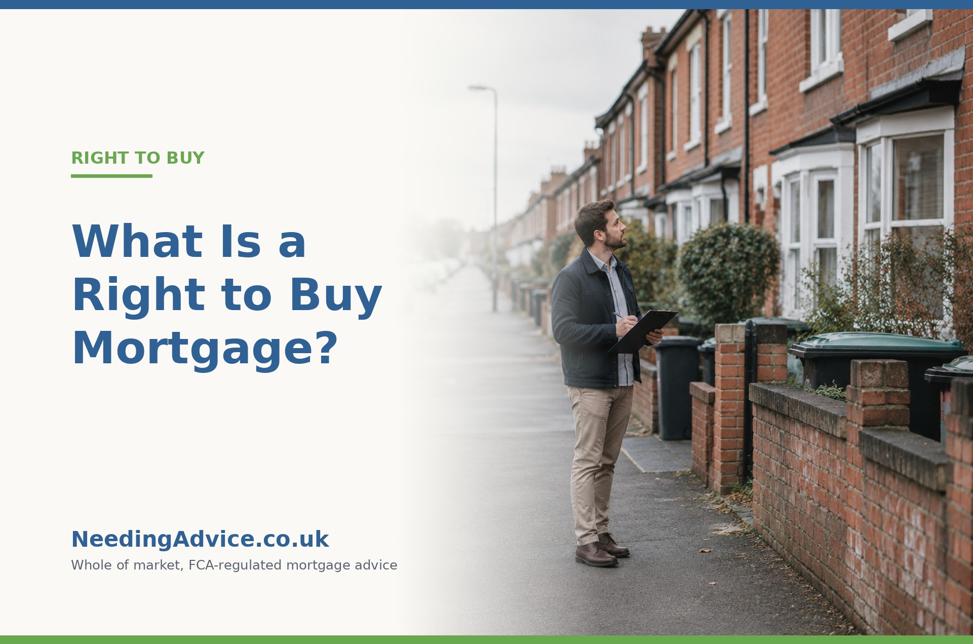 Row of British terraced houses illustrating right to buy mortgage eligibility
