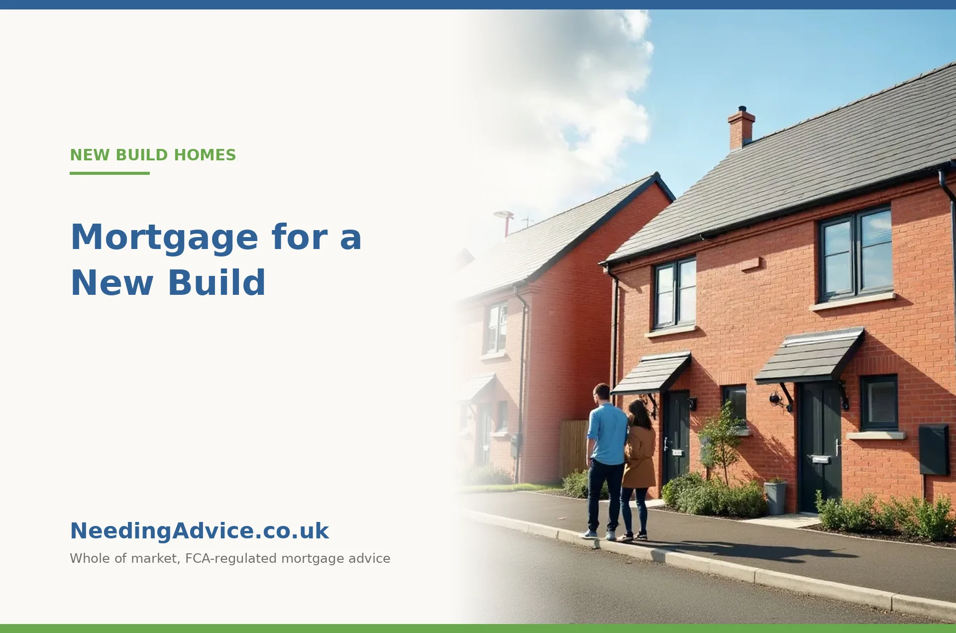 Mortgage for a new build: couple outside new build red brick houses
