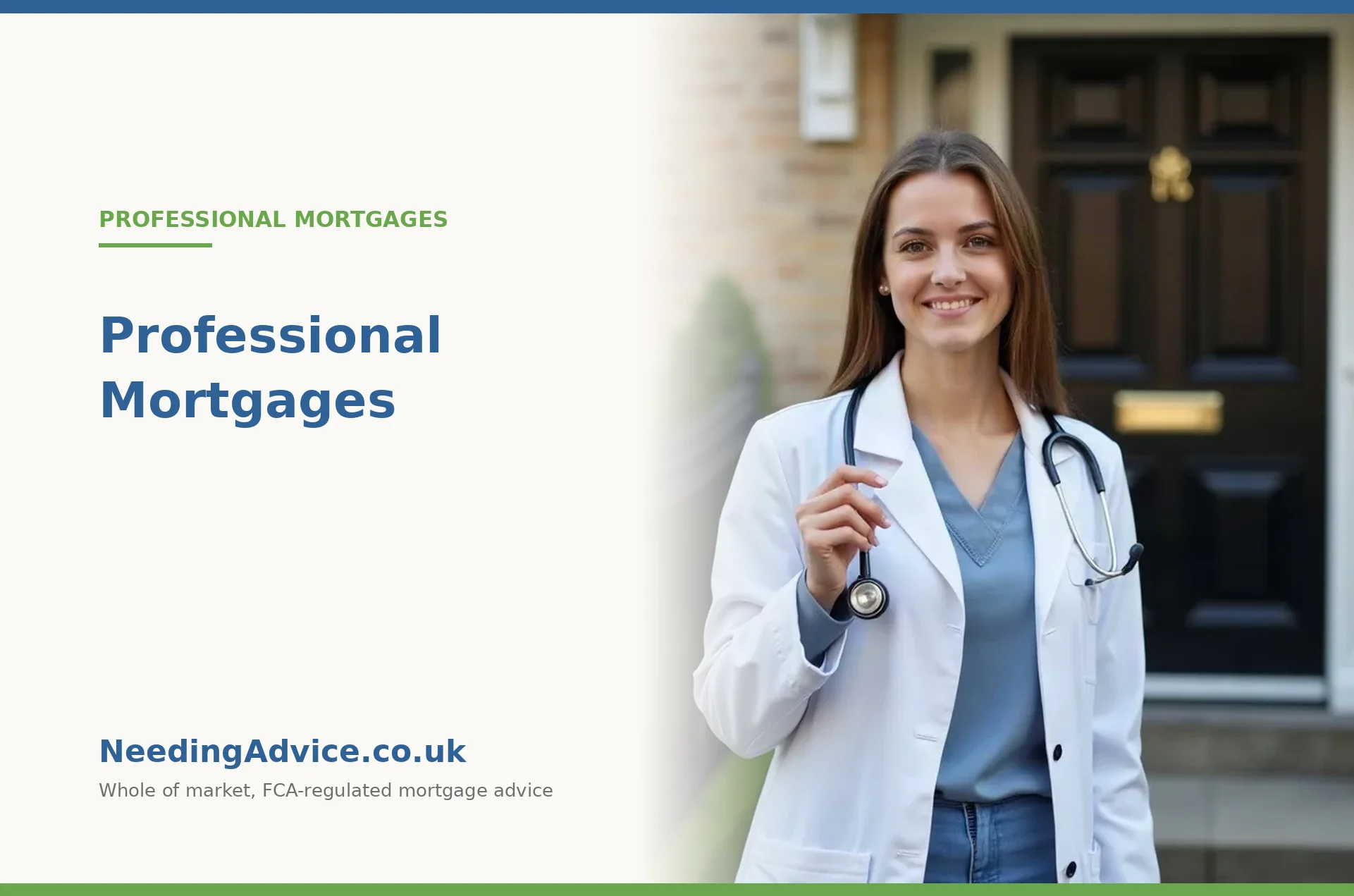 Professional mortgages: doctor standing outside a townhouse